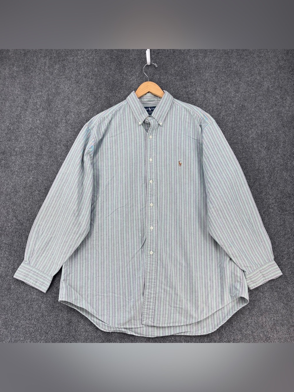 Ralph Lauren Preppy Striped Yarmouth Oxford Polo Shirt Long Sleeve Men’s XL
